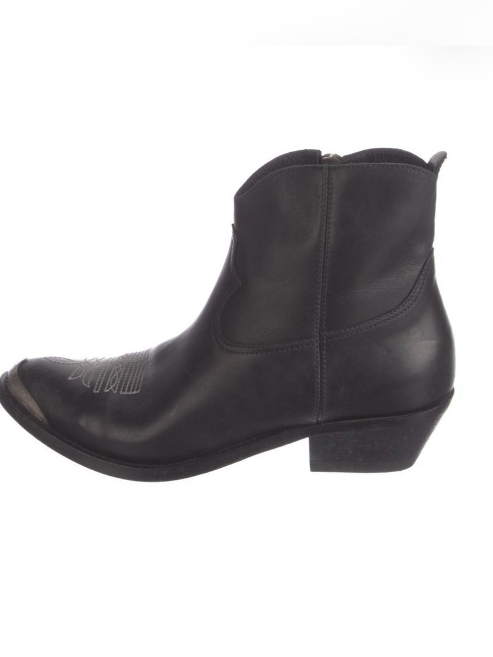 Golden Goose Black Leather Ankle Western Booties
